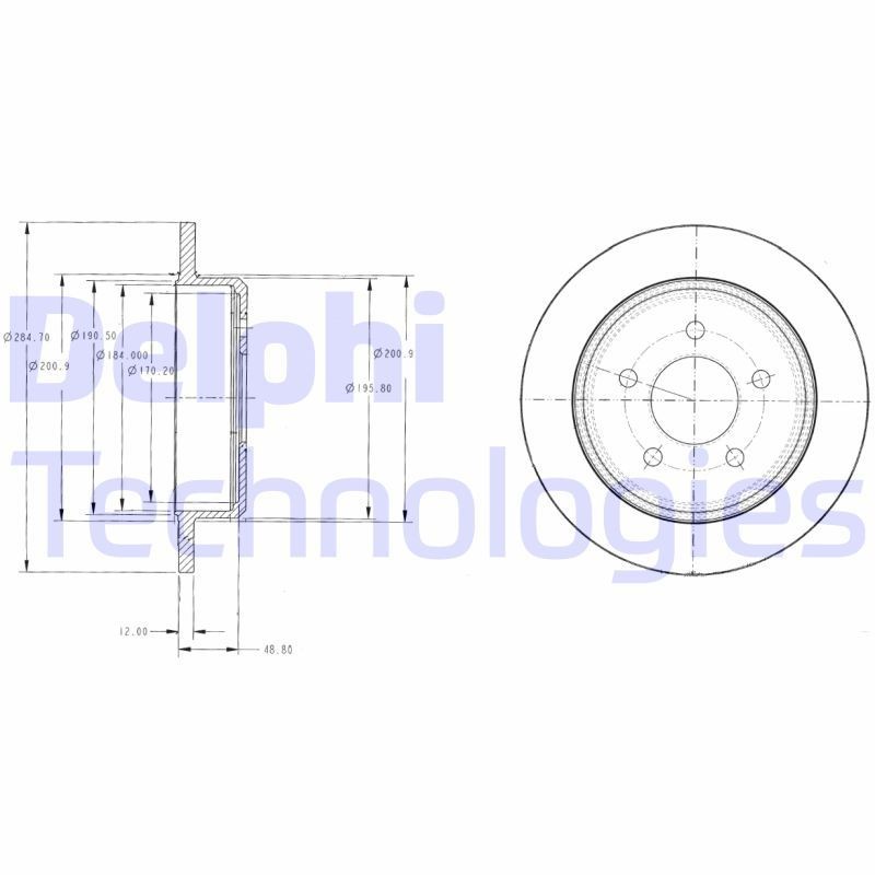 DELPHI Brake disc Article number: BG3595 cheaply