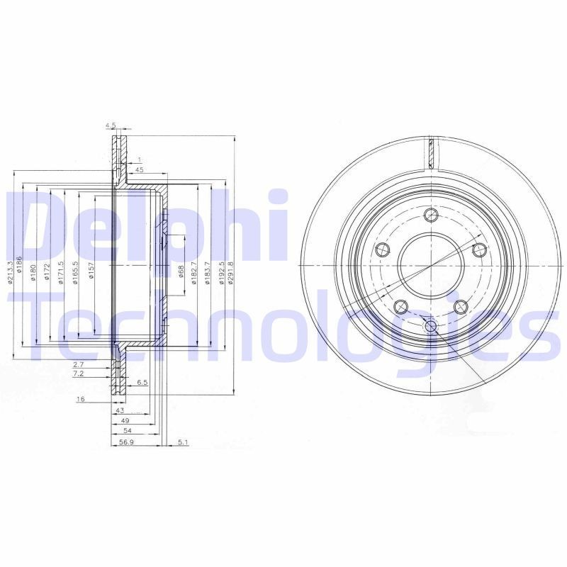 DELPHI Bremseskive Varenummer: BG3765 billige