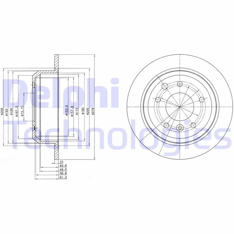 DELPHI Brake disc Article number: BG2515 cheaply