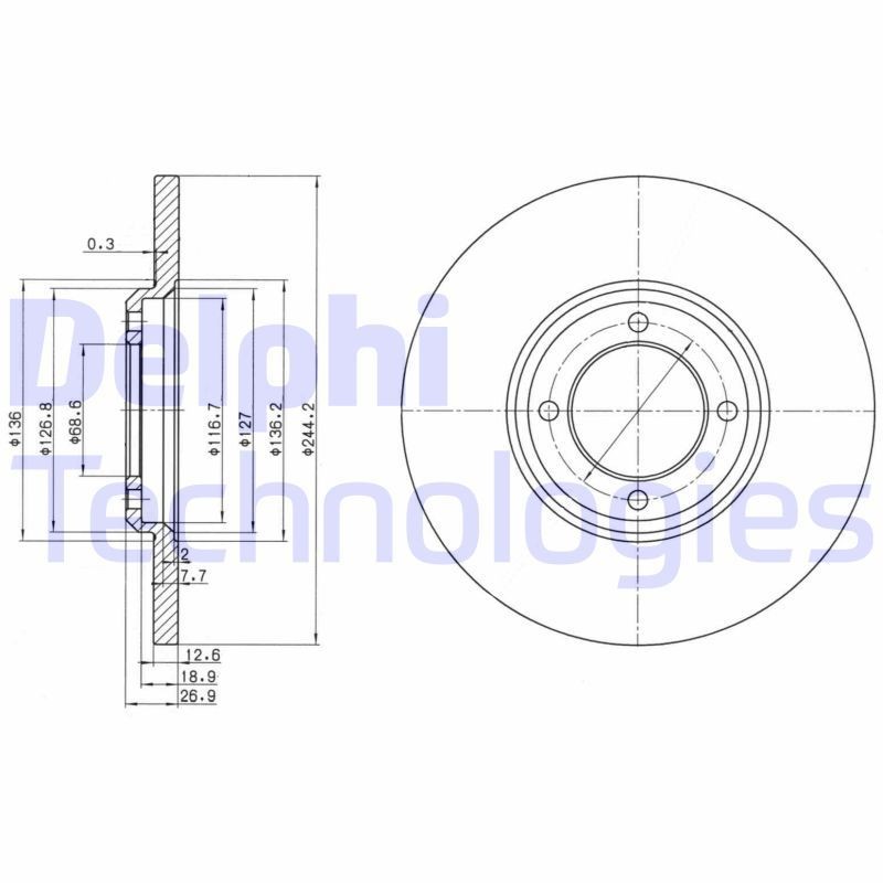 DELPHI Brake disc Article number: BG2061 cheaply