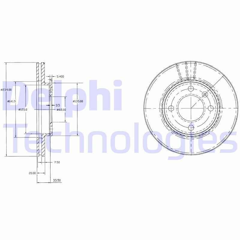 DELPHI Bremseskive Varenummer: BG2109 billige