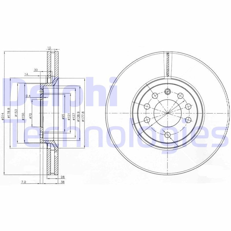 DELPHI Brake disc Article number: BG3973 cheaply