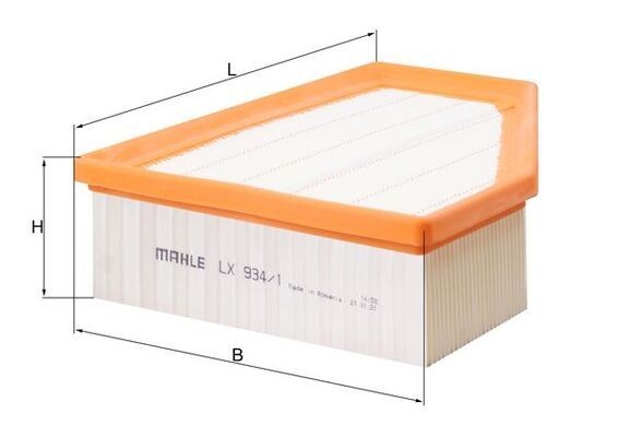 MAHLE ORIGINAL Air filter Article number: LX 934/1 cheaply