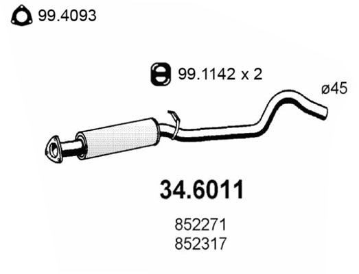 ASSO Middle silencer Article number: 34.6011 cheaply