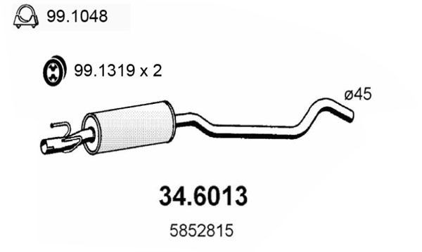 ASSO Middle silencer Article number: 34.6013 cheaply