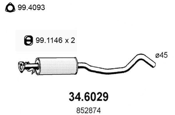 ASSO Middle silencer Article number: 34.6029 cheaply