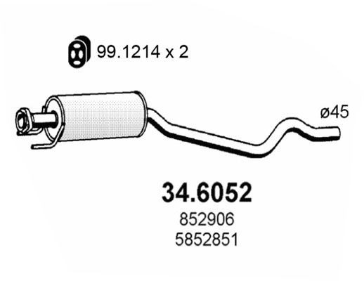 ASSO Middle silencer Article number: 34.6052 cheaply
