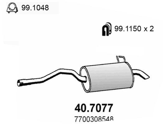 ASSO Rear silencer Article number: 40.7077 cheaply
