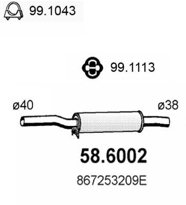 ASSO Middle silencer Article number: 58.6002 cheaply