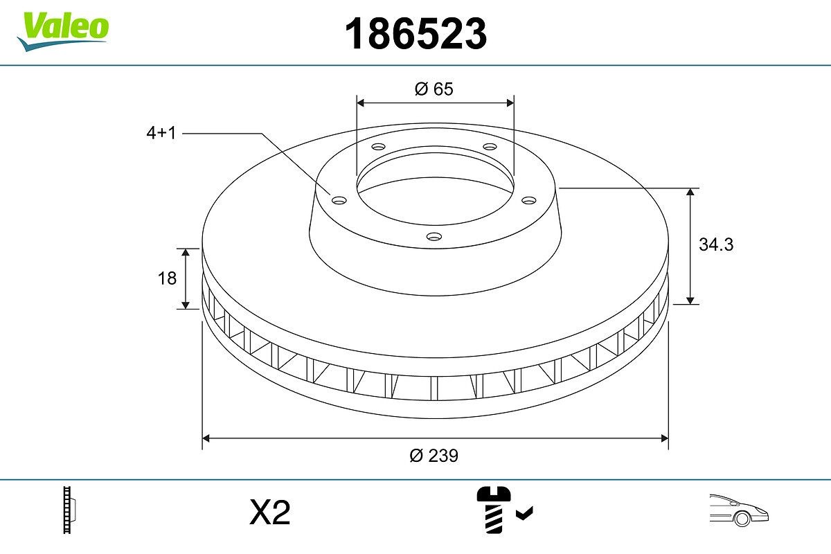 VALEO Brake disc Article number: 186523 cheaply