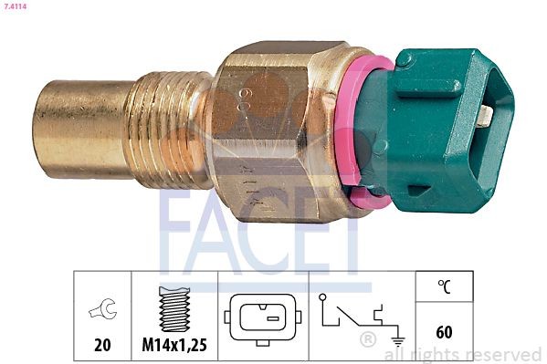 FACET 7.4114 Temperature Switch, coolant warning lamp DISPATCH 1.9 TD 92 PS Diesel 2006