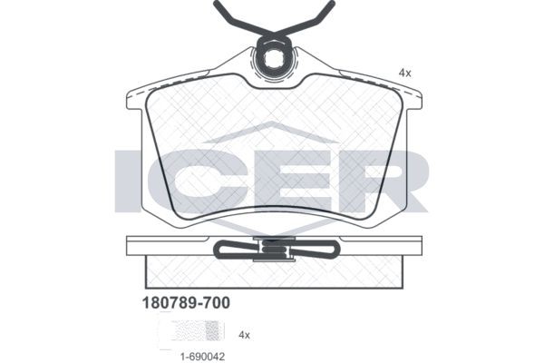 ICER Brake pad set Article number: 180789-700 cheaply