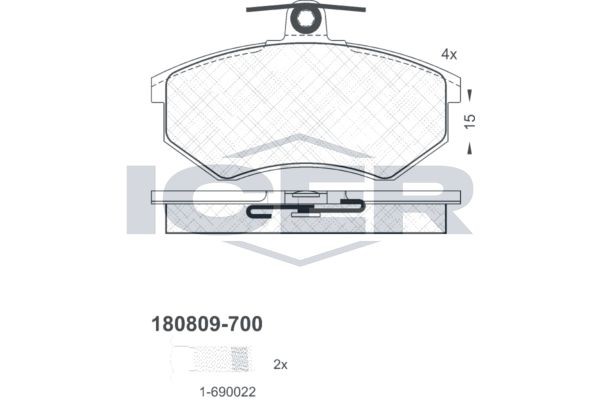 ICER Brake pad set Article number: 180809-700 cheaply