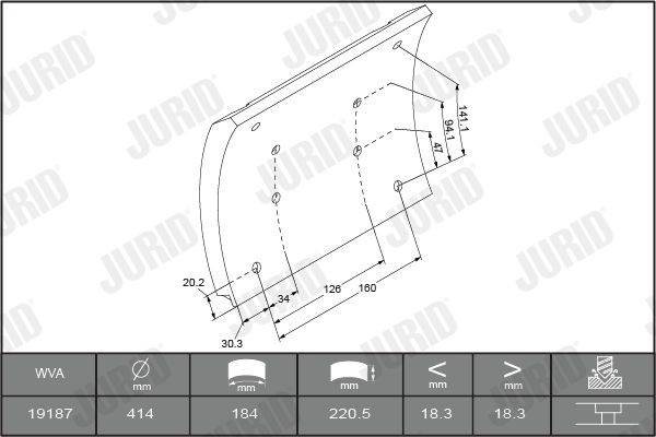 JURID Stabdžių antdėklo rinkinys, būgninis stabdys prekės numeris: 1917035460 nebrangu