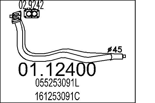 MTS Exhaust Pipe Article number: 01.12400 cheaply