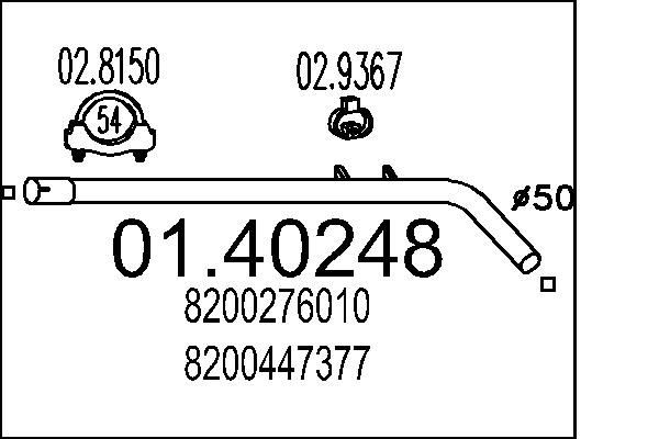 MTS Exhaust Pipe Article number: 01.40248 cheaply