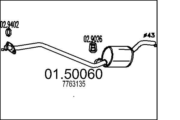 MTS Middle silencer Article number: 01.50060 cheaply