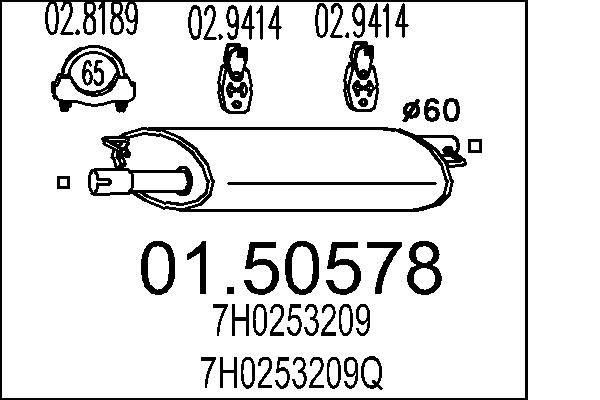MTS Middle silencer Article number: 01.50578 cheaply