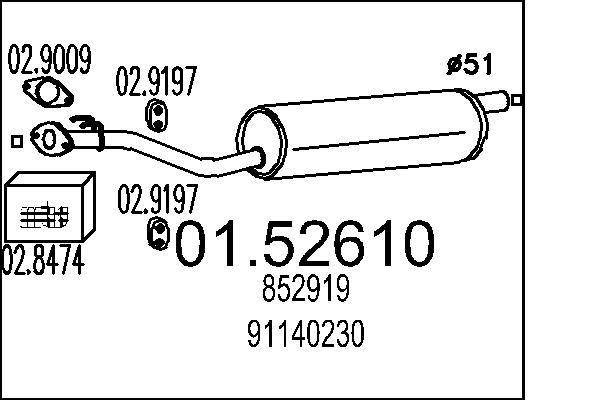 MTS Middle silencer Article number: 01.52610 cheaply