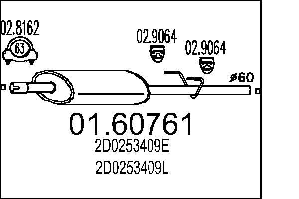 MTS Rear silencer Article number: 01.60761 cheaply