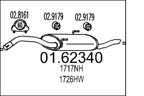 MTS Rear silencer Article number: 01.62340 cheaply