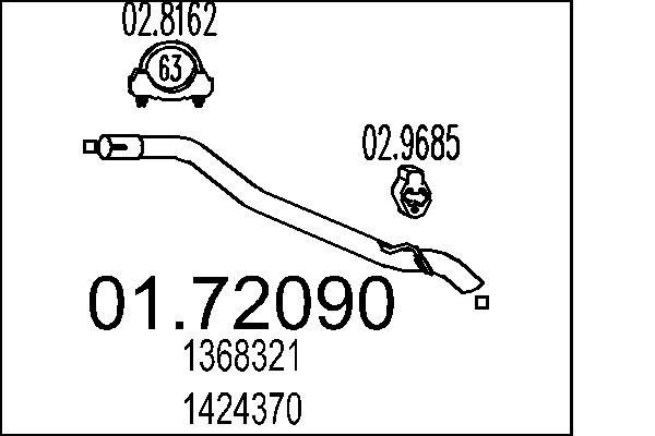 MTS Exhaust Pipe Article number: 01.72090 cheaply