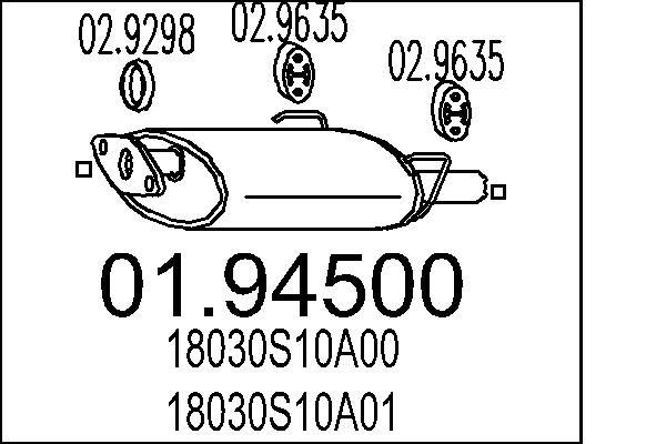 MTS Rear silencer Article number: 01.94500 cheaply