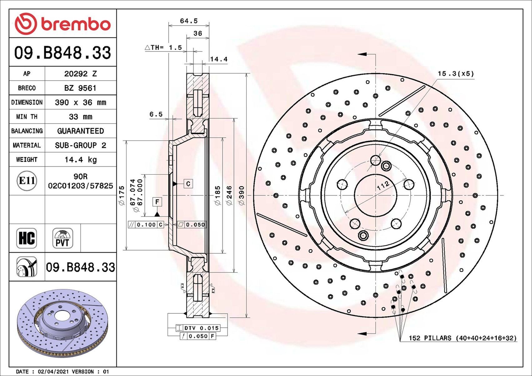 BREMBO Rattapidurisilinder Artikli number: A 12 688 soodsalt