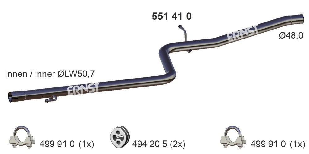 ERNST Exhaust Pipe Article number: 551410 cheaply