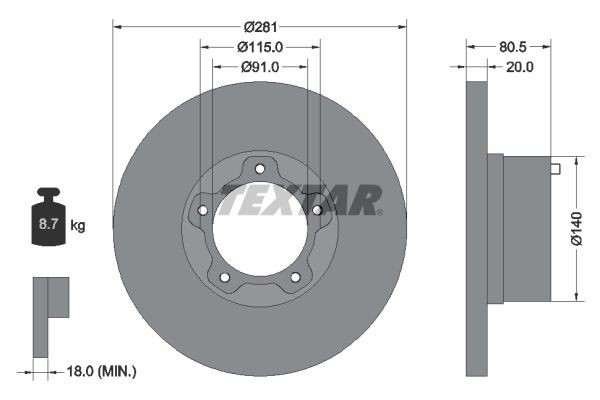 TEXTAR Brake disc Article number: 92031500 cheaply