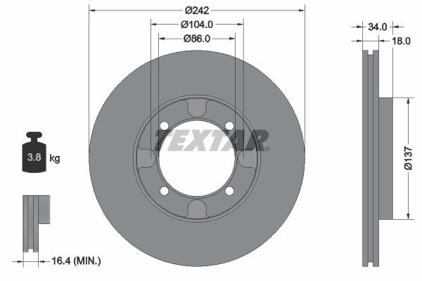 TEXTAR Brake disc Article number: 92034700 cheaply