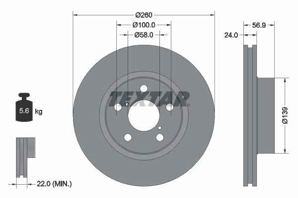 TEXTAR Brake disc Article number: 92081900 cheaply
