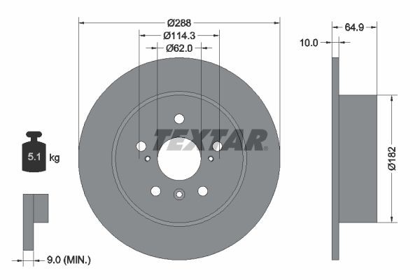 TEXTAR Brake disc Article number: 92117000 cheaply