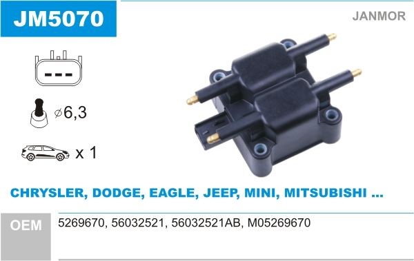 JANMOR Ignition coil Article number: JM5070 cheaply