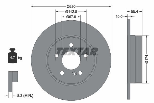 TEXTAR Brake disc Article number: 92072703 cheaply