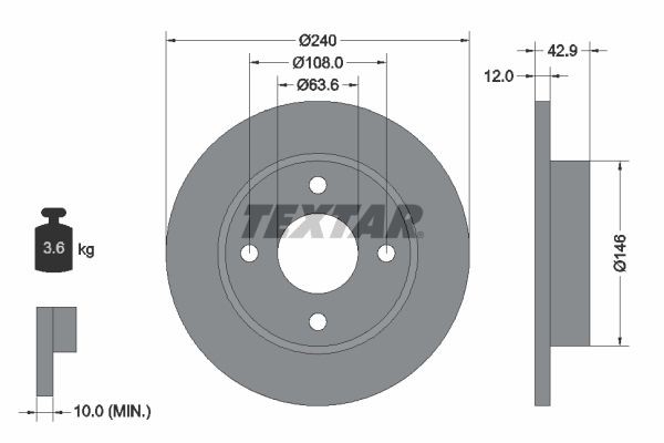 TEXTAR Brake disc Article number: 92075303 cheaply
