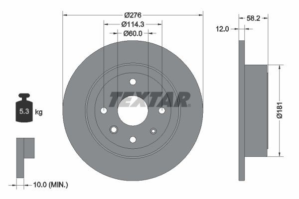 TEXTAR Brake disc Article number: 92225103 cheaply