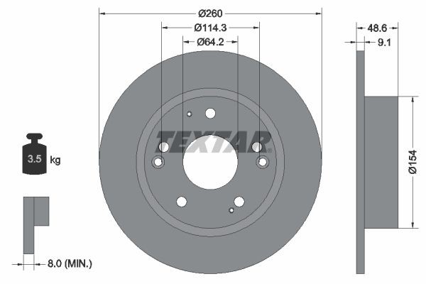 TEXTAR Brake disc Article number: 92227603 cheaply