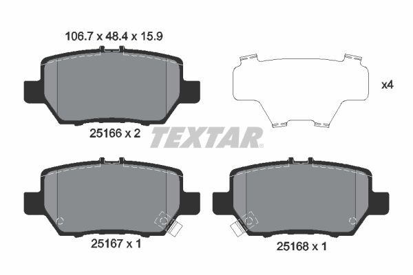 TEXTAR Brake pad set Article number: 2516601 cheaply