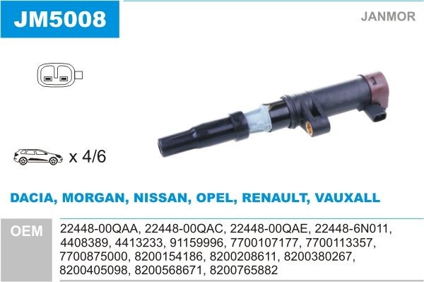 JANMOR Ignition coil Article number: JM5008 cheaply