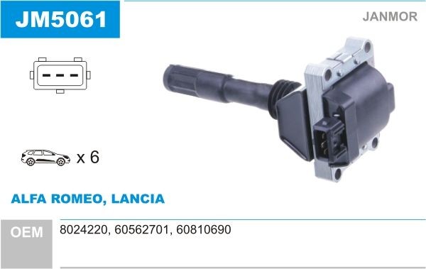 JANMOR Ignition coil Article number: JM5061 cheaply