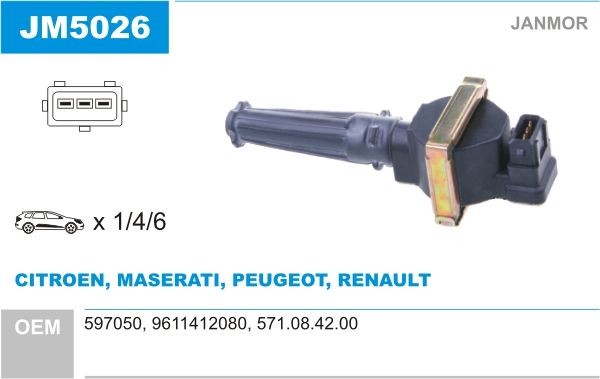 JANMOR Ignition coil Article number: JM5026 cheaply