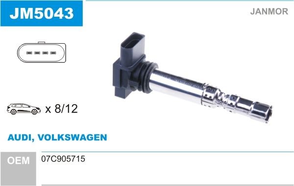 JANMOR Ignition coil Article number: JM5043 cheaply