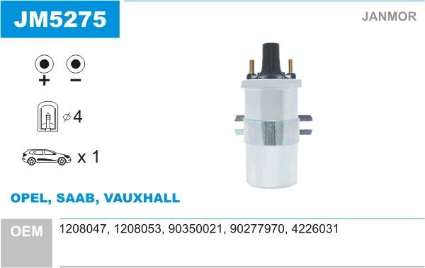 JANMOR Ignition coil Article number: JM5275 cheaply