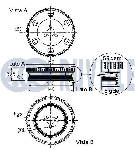 RUVILLE Pulley Set, timing belt Article number: 5534250 cheaply