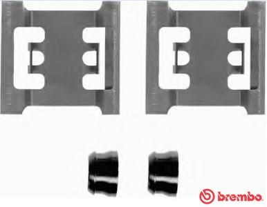 BREMBO A 02 254 Monteringssæt til bremseklodser TRANSIT 2.0 (EBL, EBS, ECL, EDS, EDL, EGL, ESS, ESL, EUS) 114 HK Benzin 2000
