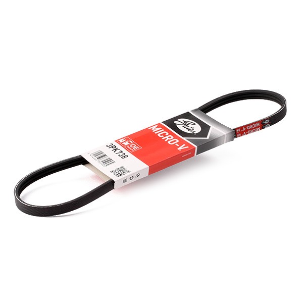 GATES Serpentine belt Article number: 3PK738 cheaply