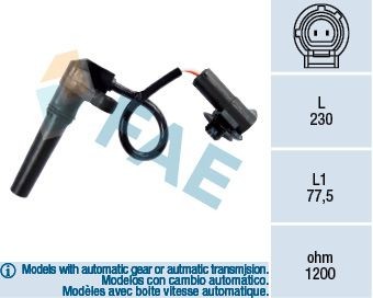 FAE 79281 RPM Sensor, automatic transmission SCUDO 2.0 16V 136 PS Petrol 2006