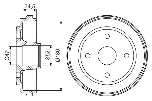 BOSCH Brake drum Article number: 0 986 477 264 cheaply