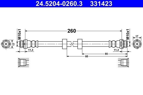 ATE Brake hose Article number: 24.5204-0260.3 cheaply